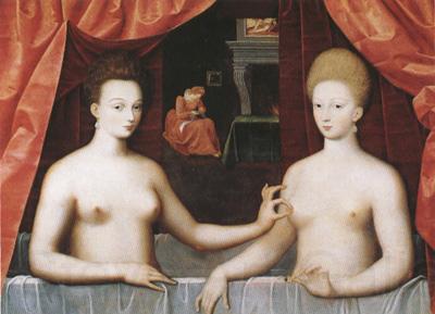 School of Fontainebleau Gabrielle d'Estrees and One of her Sisters in the Bath (mk08) France oil painting art
